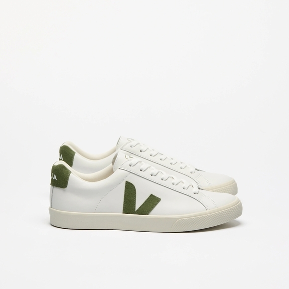 BNWOB Veja Leather & Suede White & Kiwi Sz 6 Sneakers - Picture 4 of 12